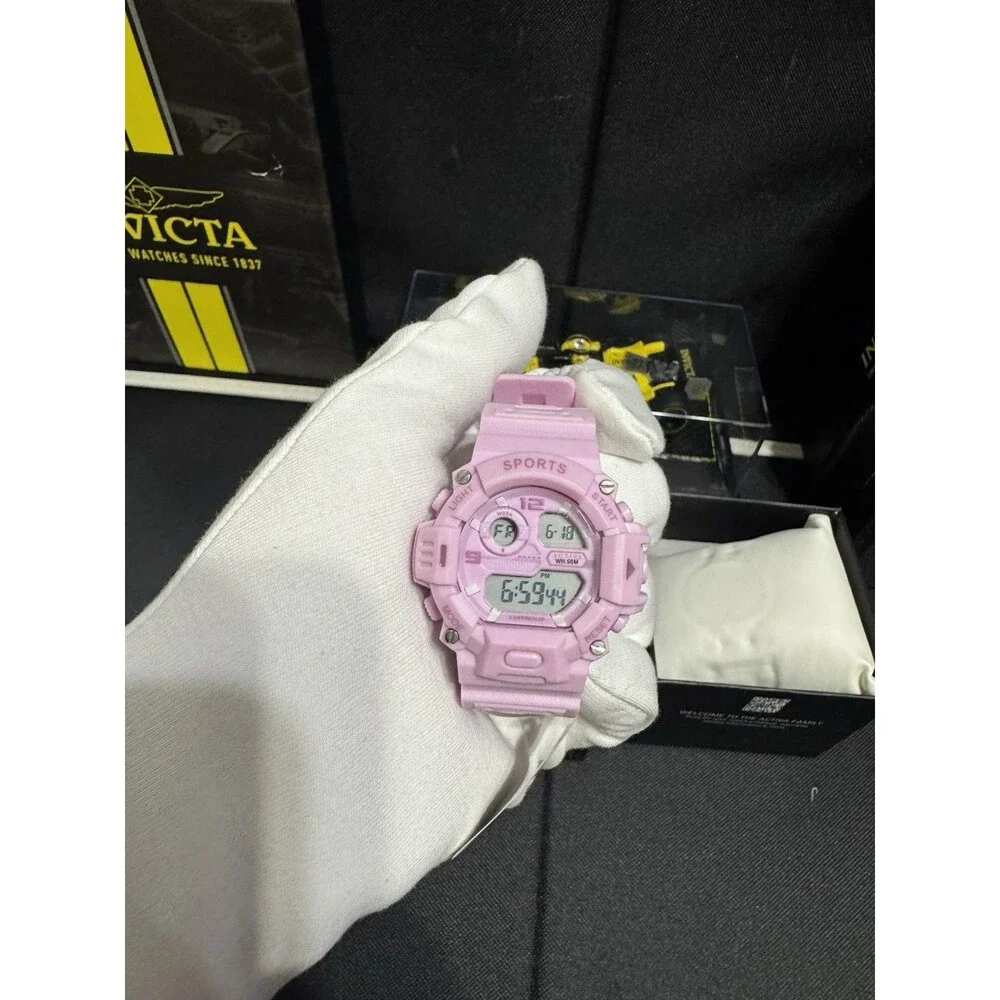 Pink Activa Sports Women's/Kids Digital Quartz Resin Strap Watch 50m WR w/ Box